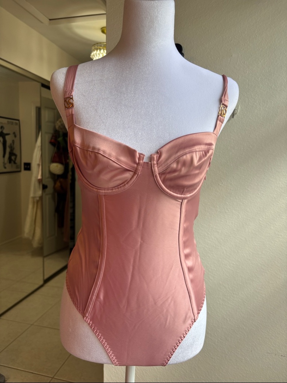 Victoria's Secret Satin Balconette Bodysuit in Rose